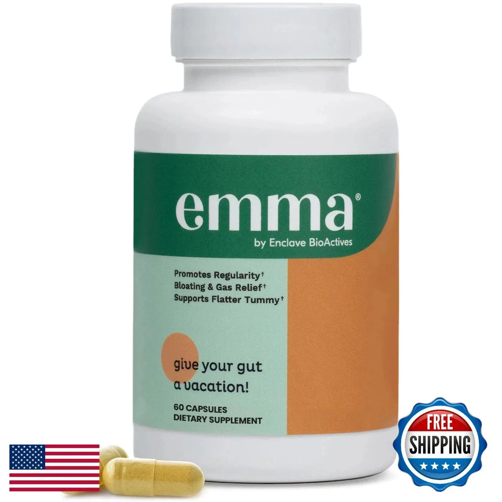 Emma Gut Health Supplement 60 Capsules for Bloating Relief & Leaky Gut++ Fit And Glow