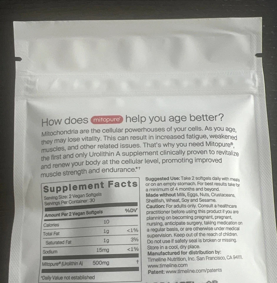 Time-Line Longevity Supplement Mitopure Urolithin A 60 Softgels Exp 2/2027 New! Fit And Glow