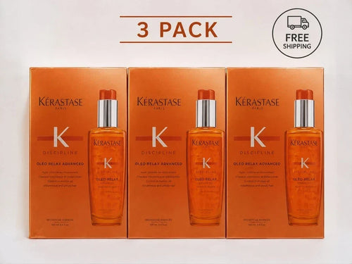 3 pack Kérastase Discipline Oléo-Relax Anti-Frizz Hair Oil 100ml Smoothing Seru Fit And Glow